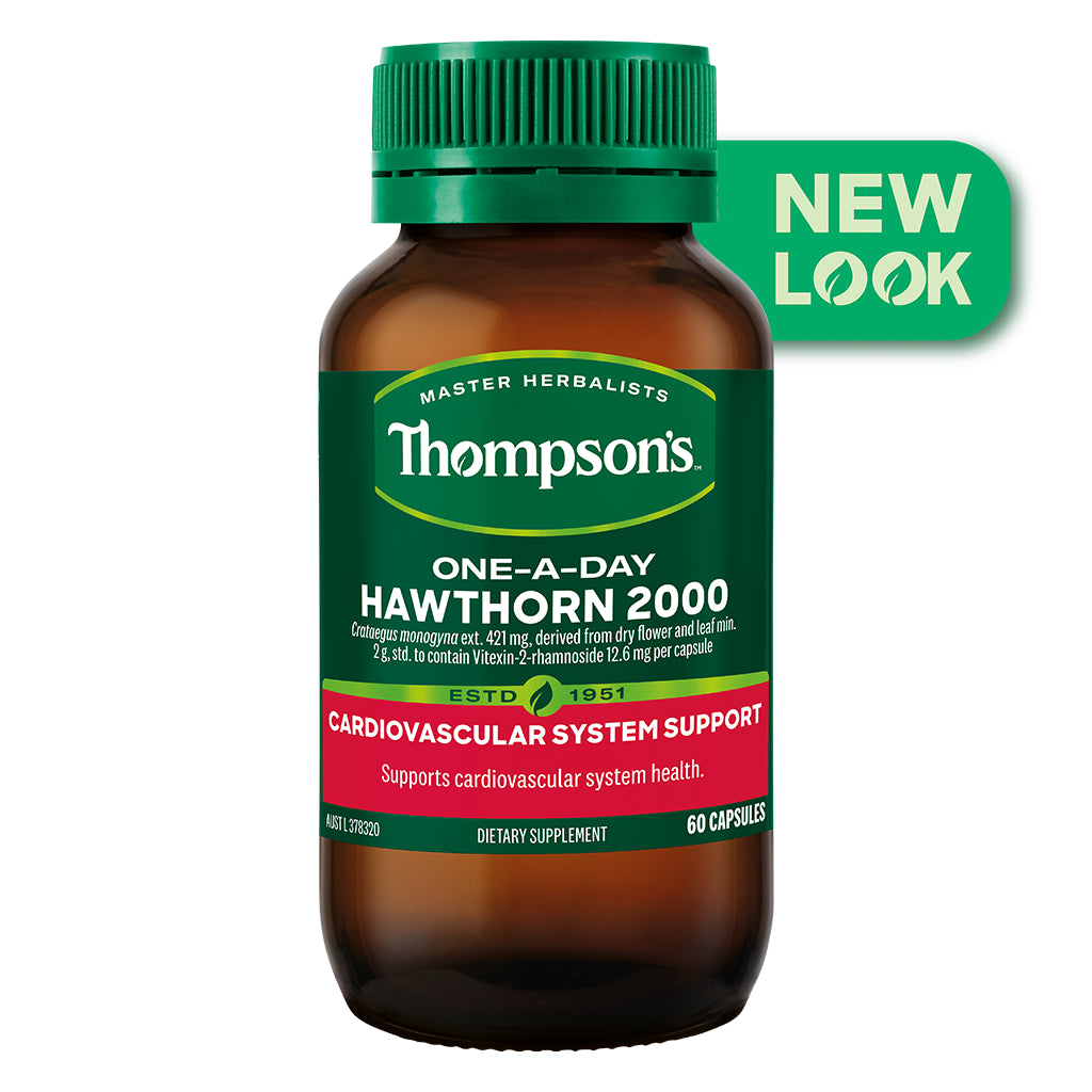 New THOMPSON'S ONE-A-DAY HAWTHORN 2000MG 60 Capsules Thompsons Heart Tonic