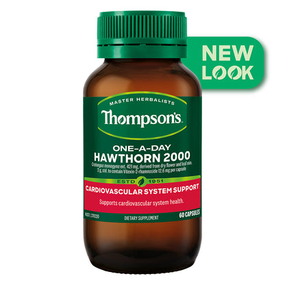 New THOMPSON'S ONE-A-DAY HAWTHORN 2000MG 60 Capsules Thompsons Heart Tonic