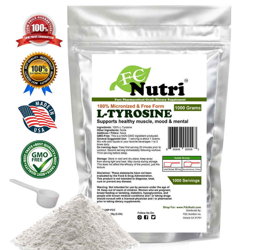 1000G (2.2Lb) Pure Tyrosine Powder USP Alertness Muscle Mass Energy