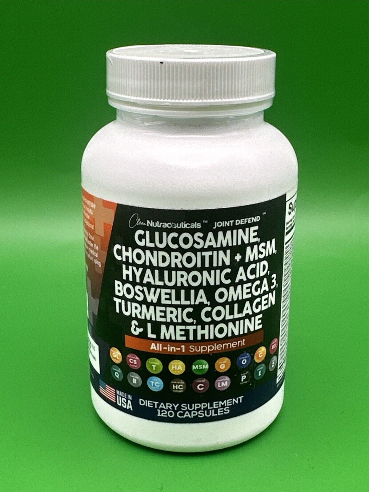 Clean Nutraceuticals Glucosamine Chondroitin MSM Turmeric 120 Caps Exp 11/26