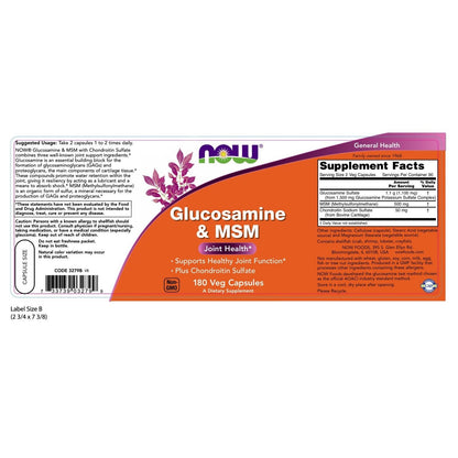 NOW Foods Glucosamine & MSM, 180 Veg Capsules