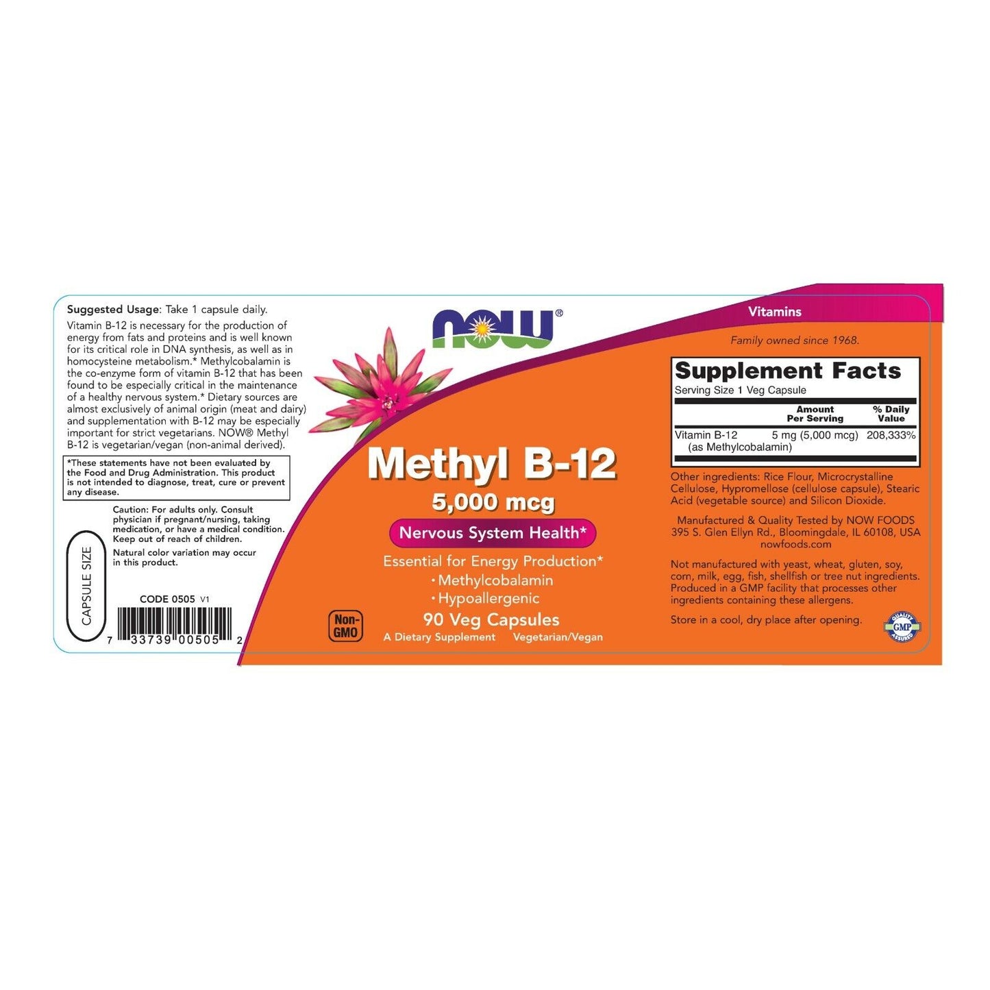 Methyl B-12, 5000 Mcg, 90 Veg Capsules