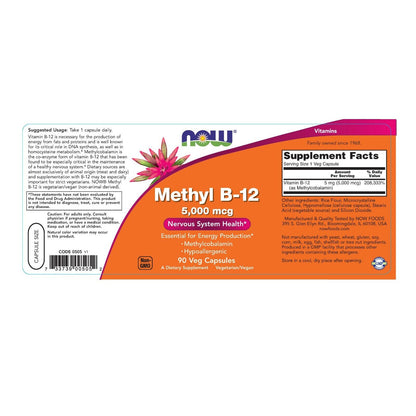 Methyl B-12, 5000 Mcg, 90 Veg Capsules