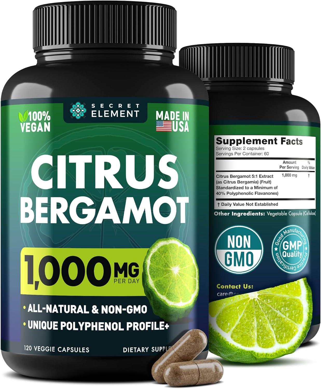 Citrus Bergamot Extract 1000Mg - Citrus Bergamot Supplement for Heart, Immune Sy