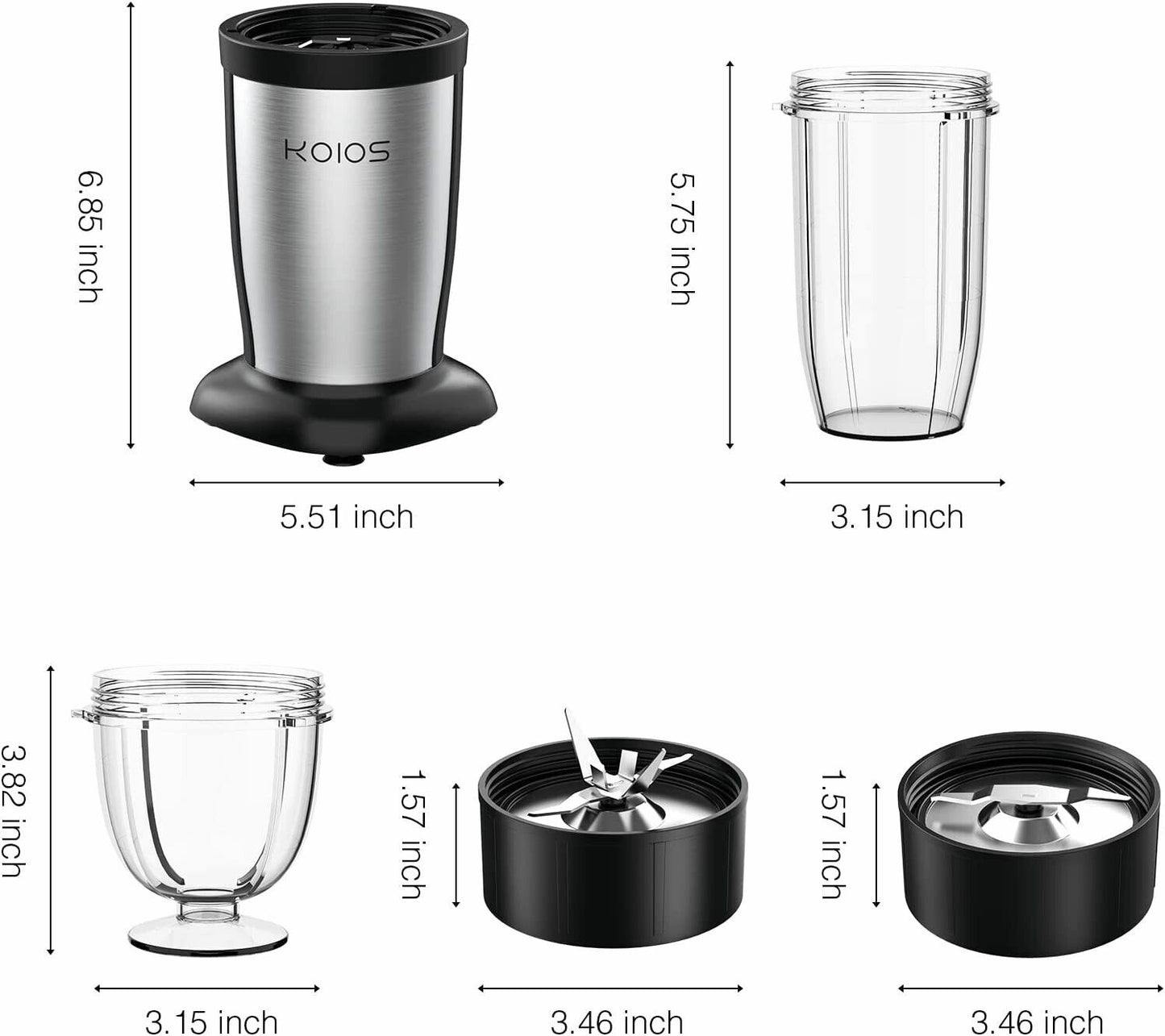 KOIOS Personal Blender 850W Juicer for Shakes Smoothies Seasonings Sauce Kitchen