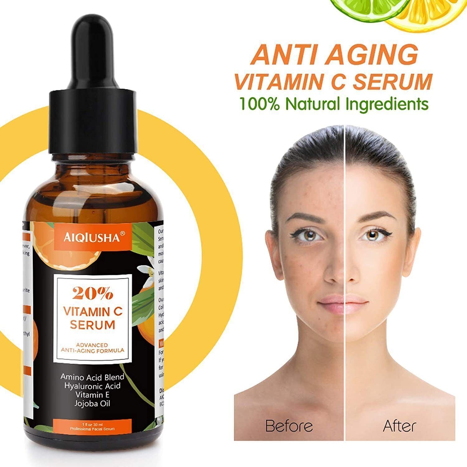 20% Vitamin C Cream Anti-Aging Facial Hyaluronic Acid Wrinkle Moisturizer