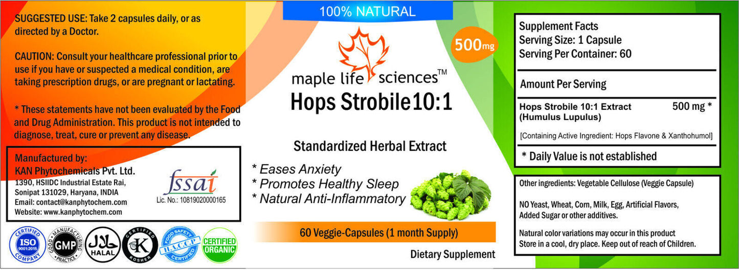 Hops Strobile Extract Capsules 10:1 Humulus Lupulus Hops Flavone Xanthohumol