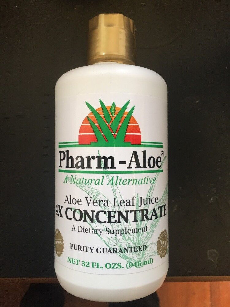 Aloe Vera Organic Leaf Juice 32Oz 4X CONCENTRATE Made in USA by Pharm Aloe