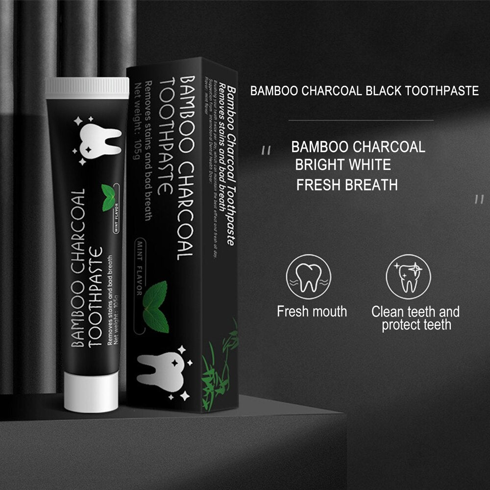 105G Bamboo Charcoal Black Toothpaste Deep Clean Mint Flavor Teeth Whitening Bad Breath Stains Care Beauty Health Maquiagem