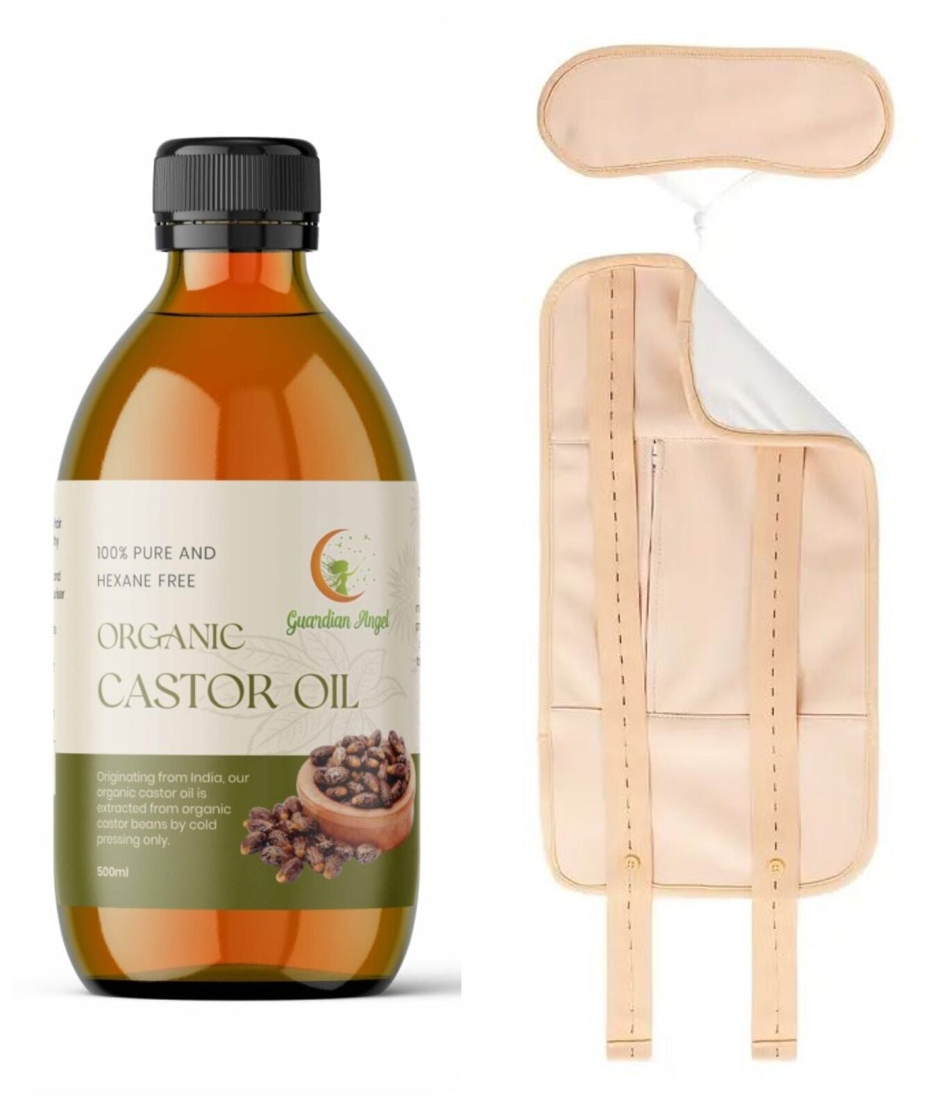 Organic Castor Oil 3 Piece Pack with Body & Neck Wraps