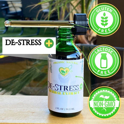 De-Stress plus Tincture Liquid Herbal Drops 2 Oz Natural Mood Stress Balance