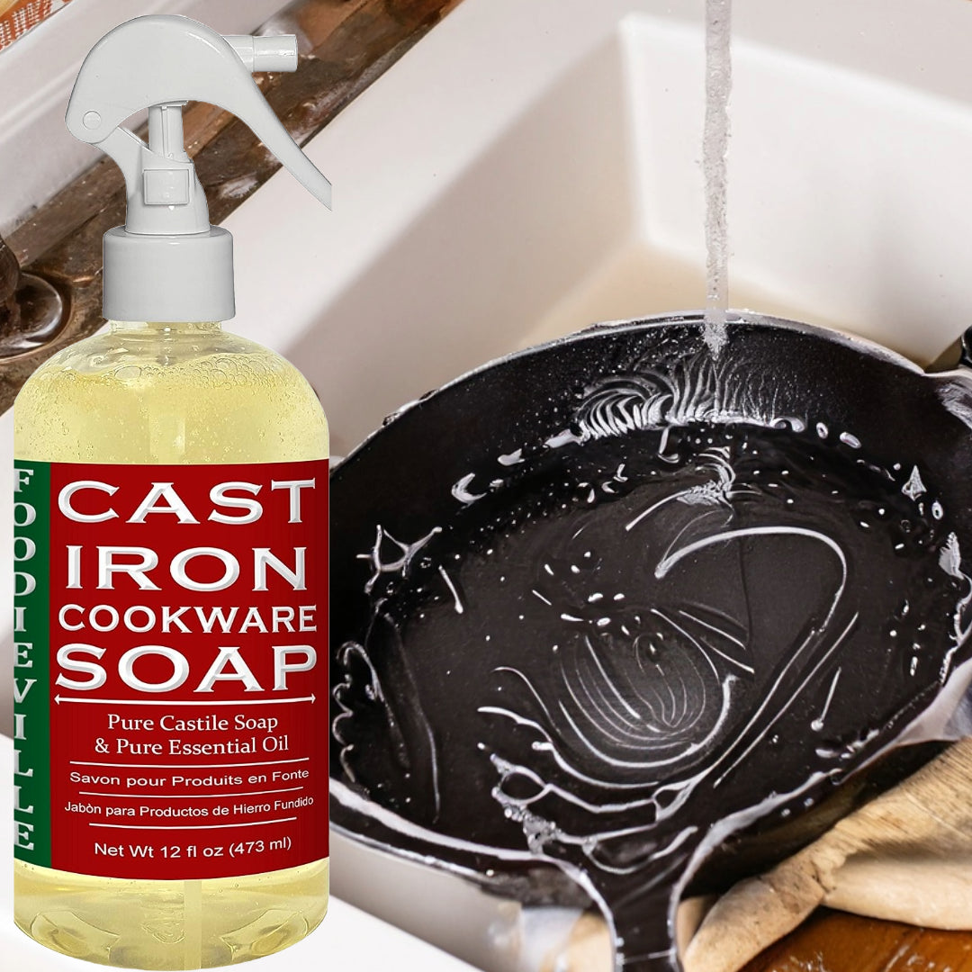 Cast Iron Oil & Soap Care Set for Cast Iron Skillets, Griddles, Grills, Season