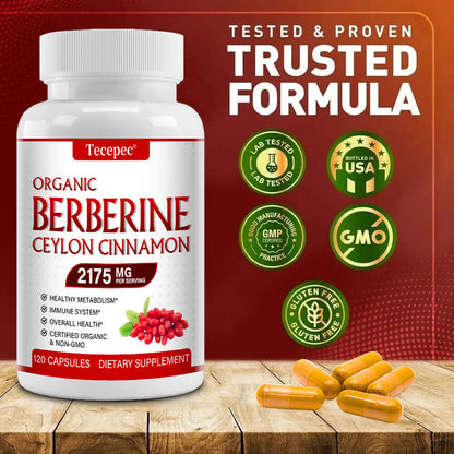 Premium Berberine 2175Mg plus Organic Ceylon Cinnamon - Heart Health & Immune