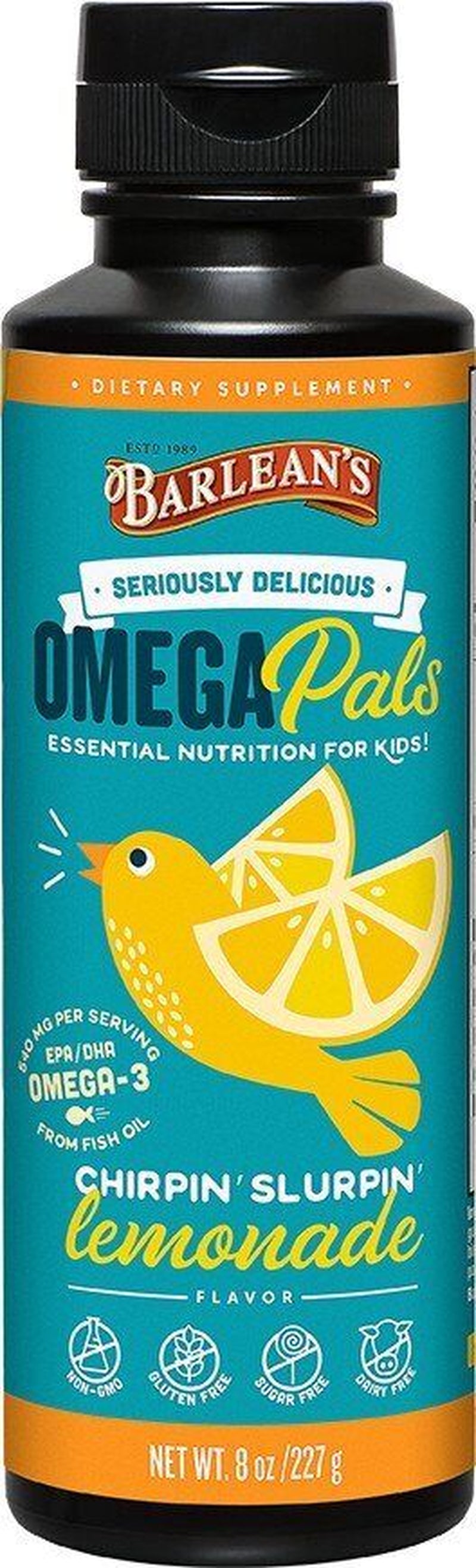 Barlean'S Seriously Delicious Omega Pals Chirpin Slurpin Lemonade Fish Oil 8 Oz