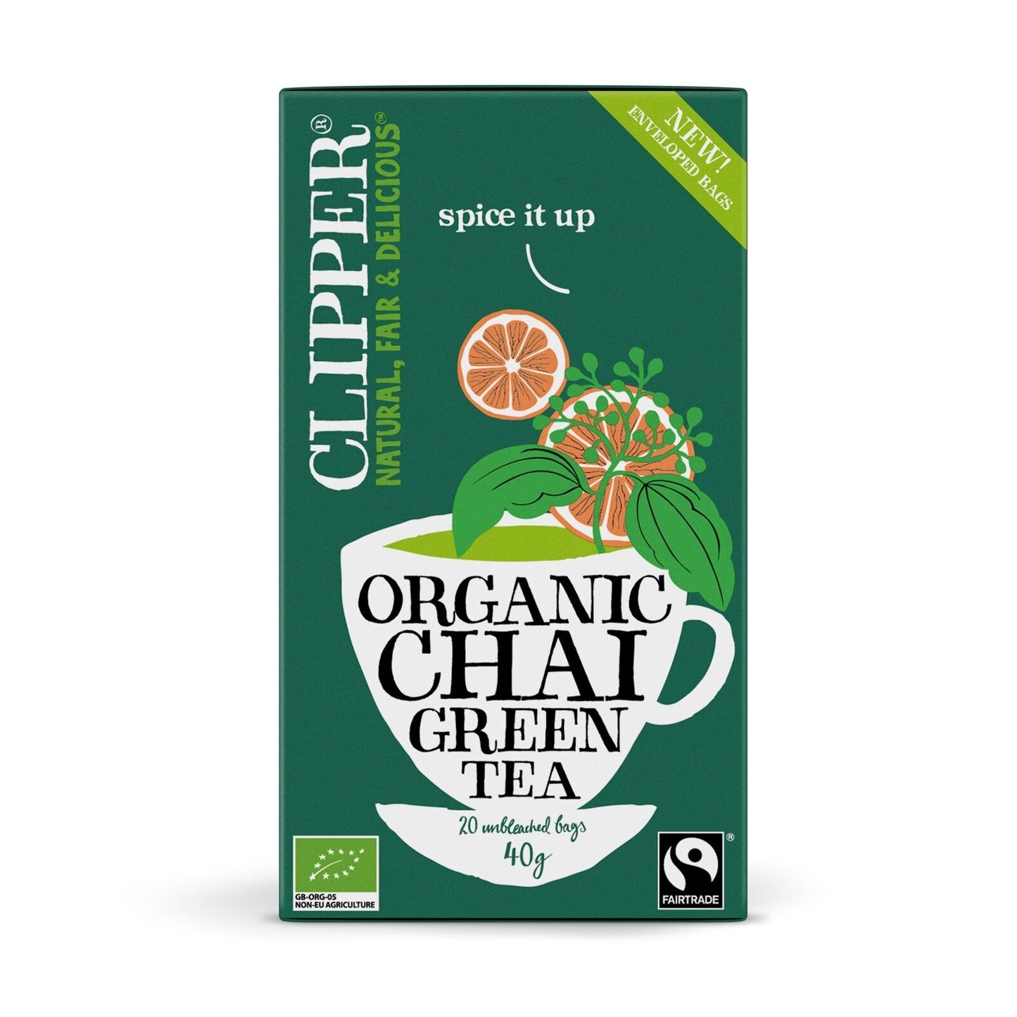 Clipper Green Tea Chai X 20 Tea Bags (Pack of 4)