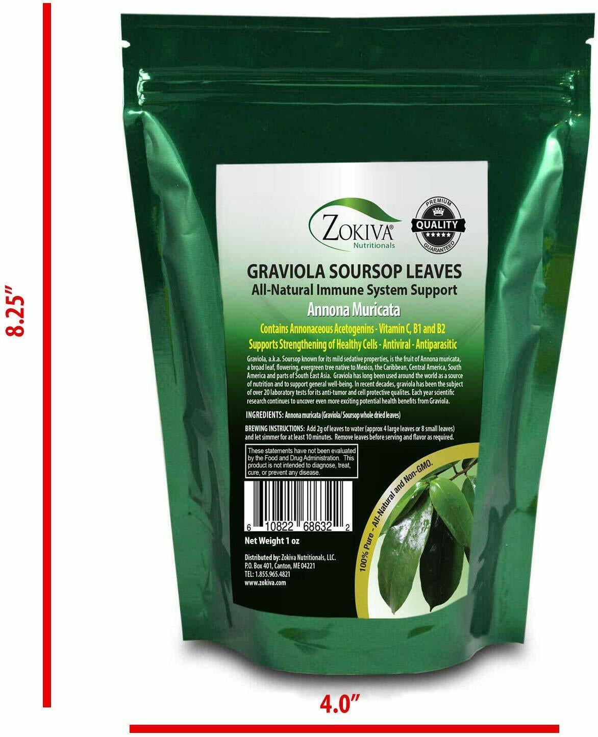 Soursop Leaves Graviola 100% Pure Dried Soursop Leaf - Hojas De Guanabana - 1Oz