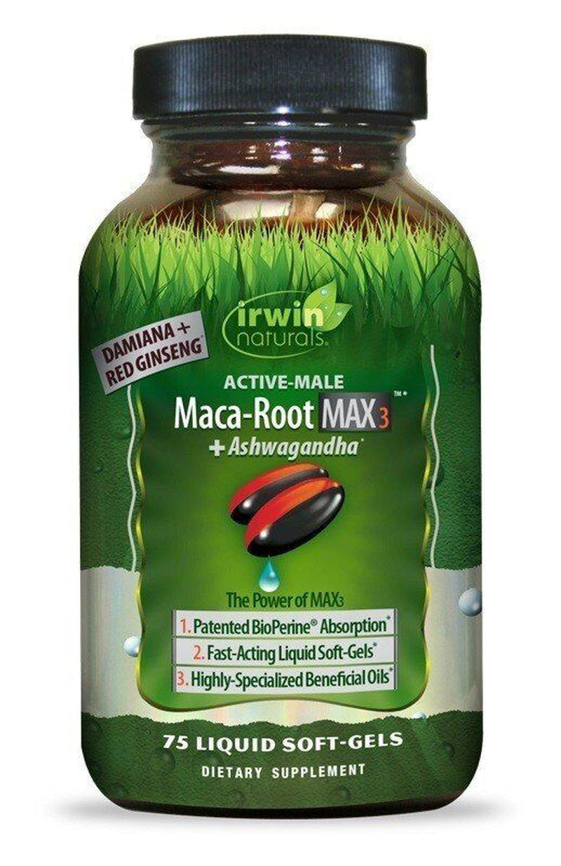 Irwin Naturals Maca Root Max3 + Ashwagandha 75 Liquid Softgel