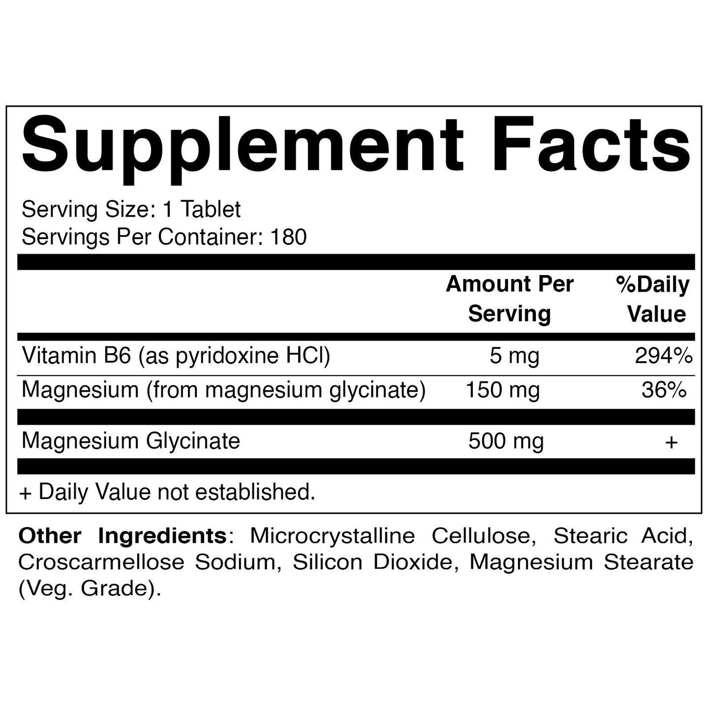 Vitamatic Magnesium Glycinate 500Mg per Tablet - 180 Vegetarian Tablets