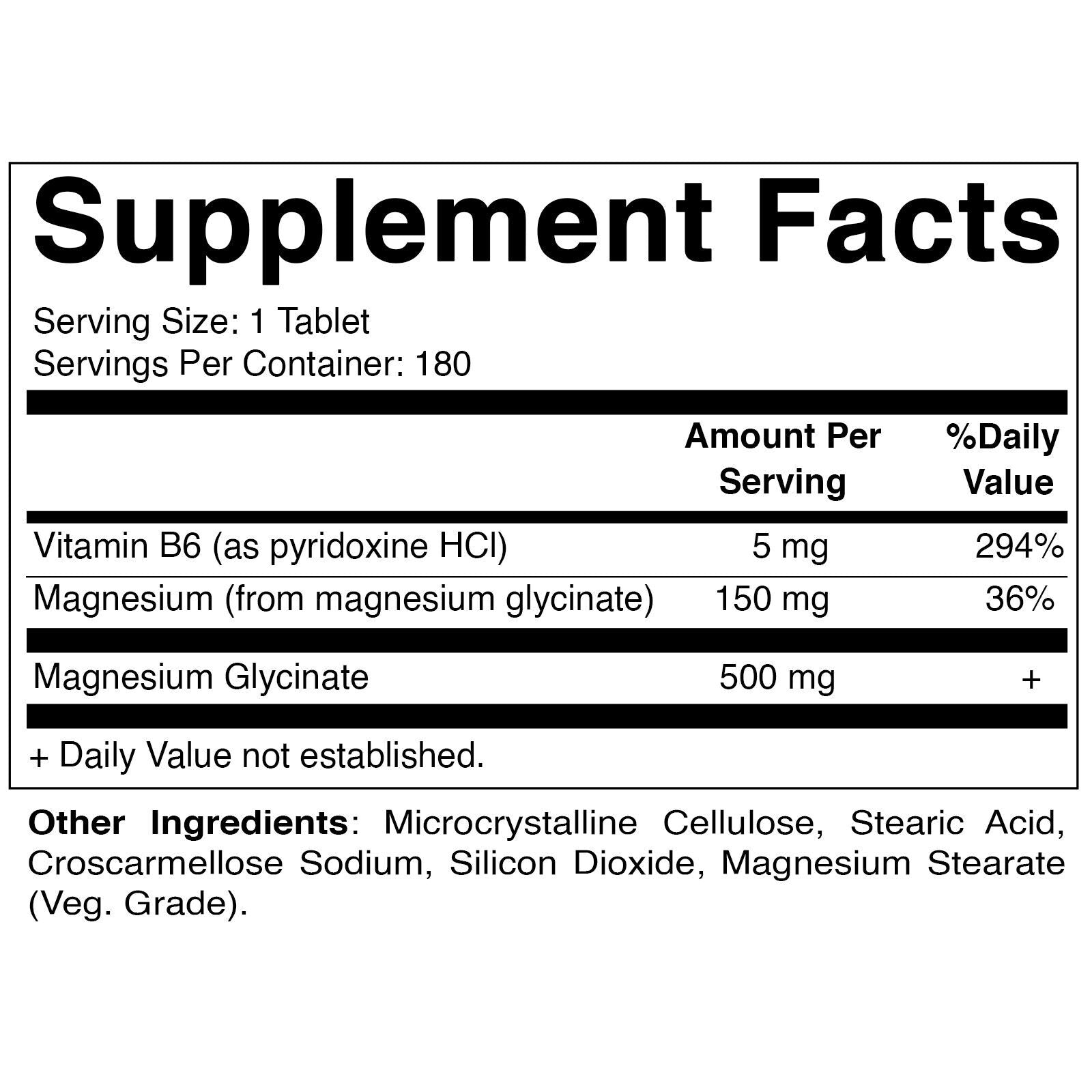 Vitamatic Magnesium Glycinate 500Mg per Tablet - 180 Vegetarian Tablets