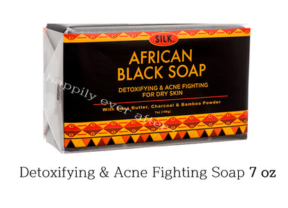 2 PC Silk African Black Soap for Face & Body, Detoxifying, Acne, Dry Skin Eczema