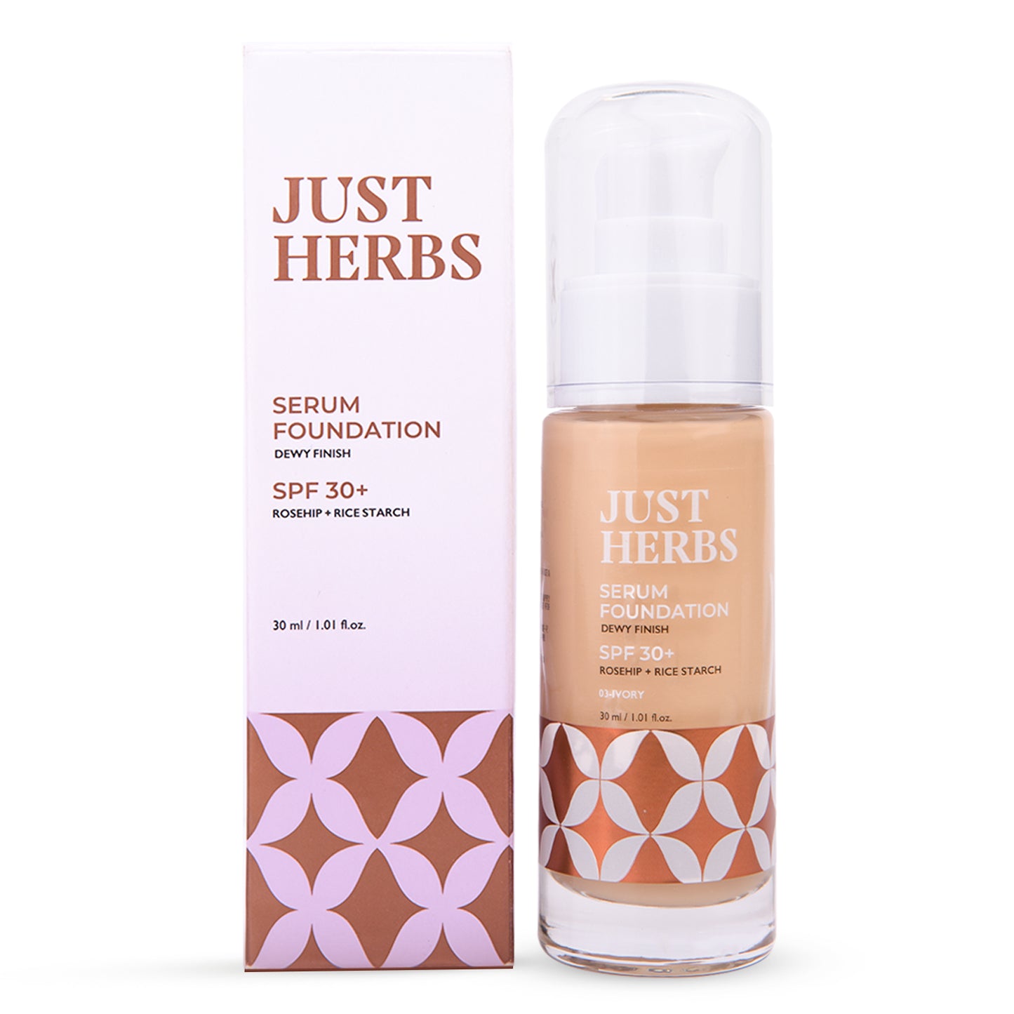 Just Herbs Serum Foundation Makeup SPF30+ Dewy Finish Full Coverage Waterproof