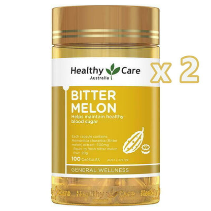 2 X Healthy Care Bitter Melon 100 Capsules Healthycare Bittermelon HC