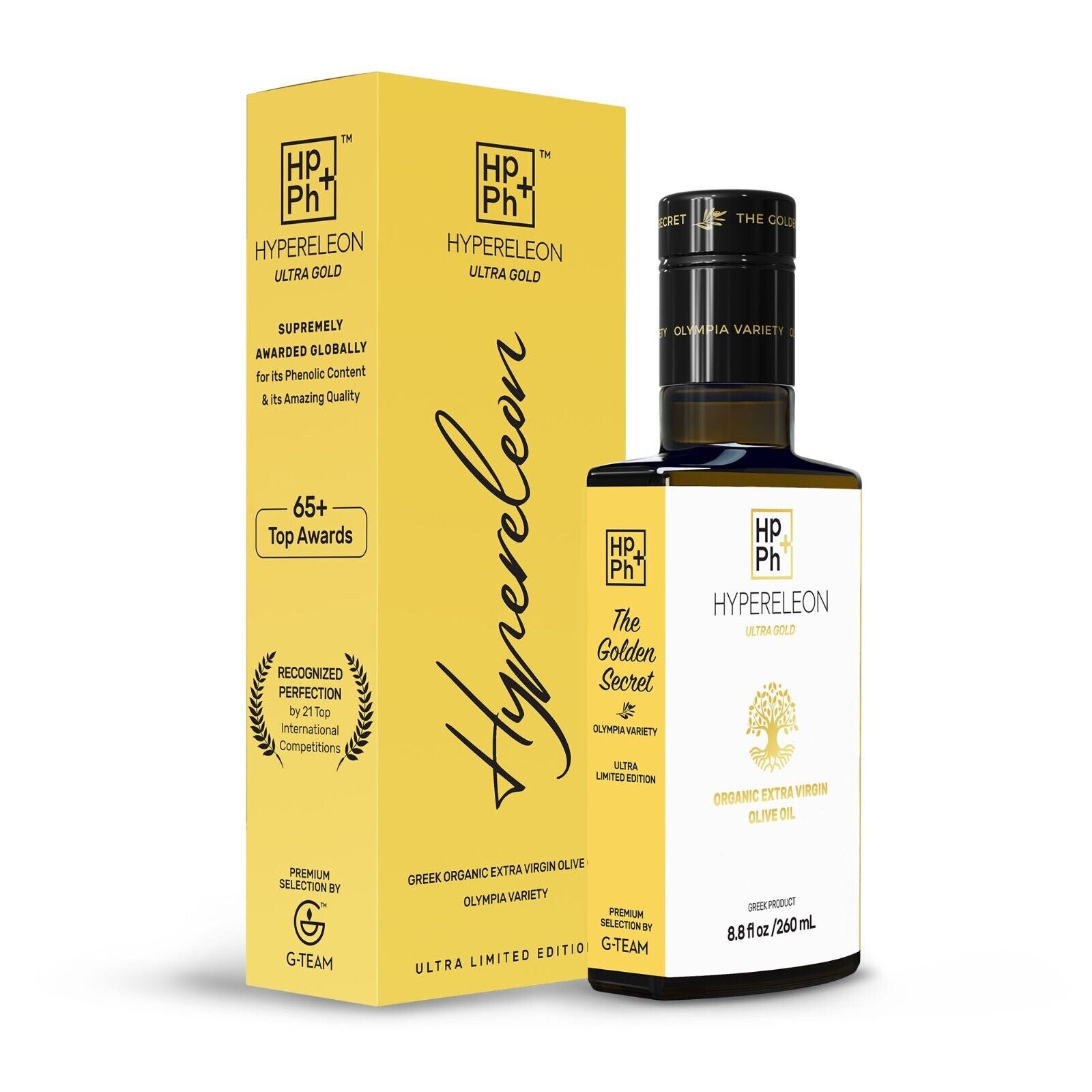 HYPERELEON ULTRA GOLD | Premium Olive Oil Rich in Polyphenols | 65 Awards 260Ml