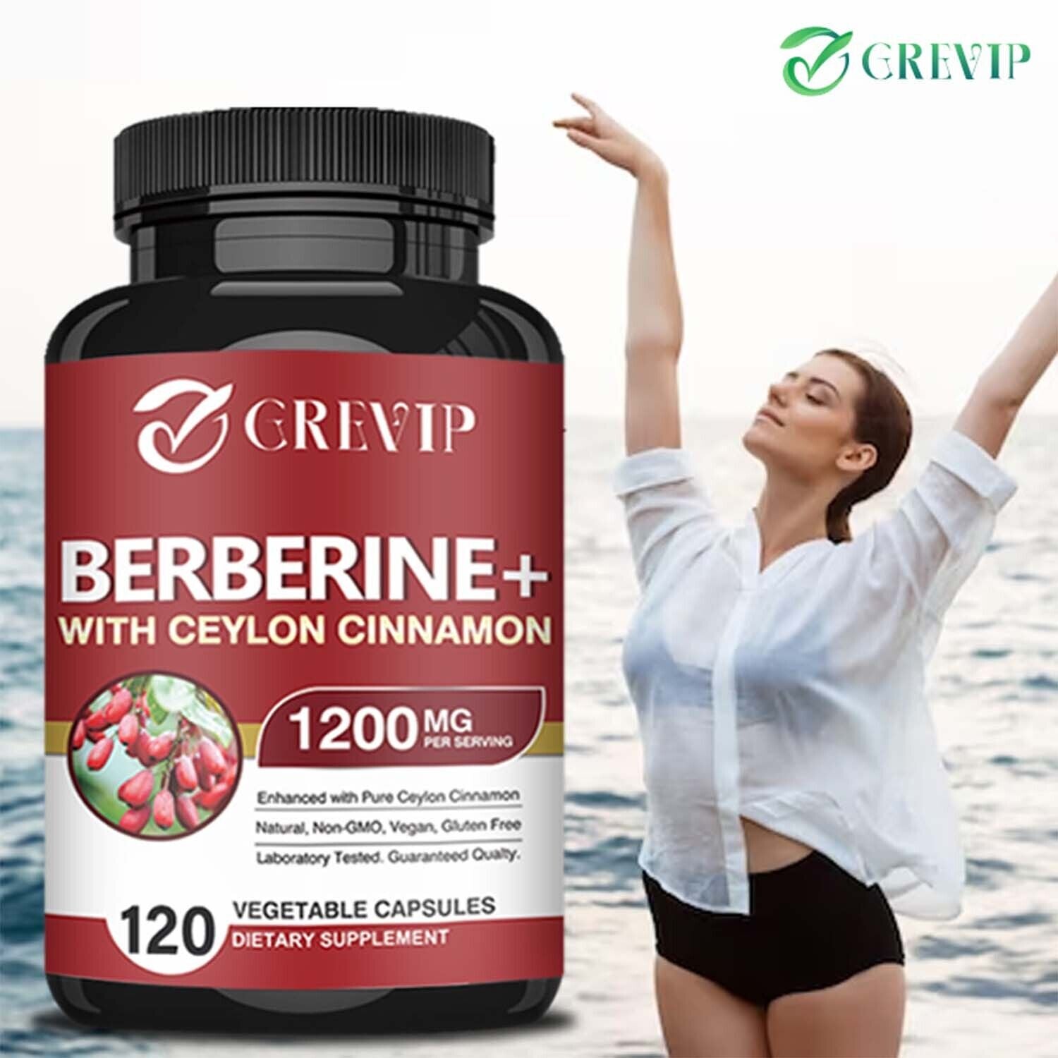 Berberine Hci+Ceylon Cinnamon 1200Mg - Blood Sugar Support,Cardio