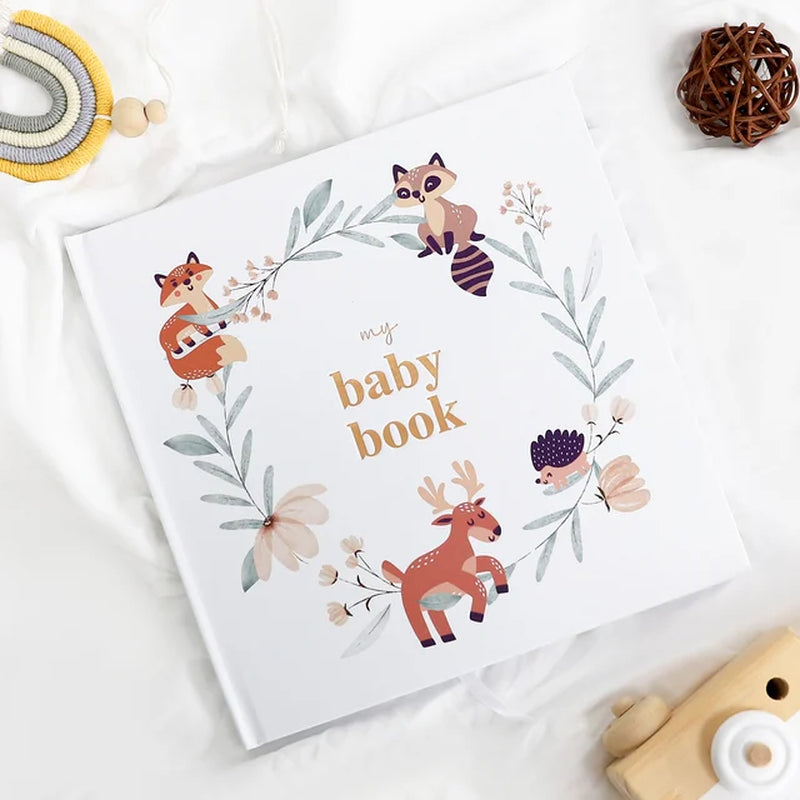 Baby Pregnancy Memory Book Animal Design Keepsake Record Growth First Year Milestone Journal Scrapbook Album for New Parents