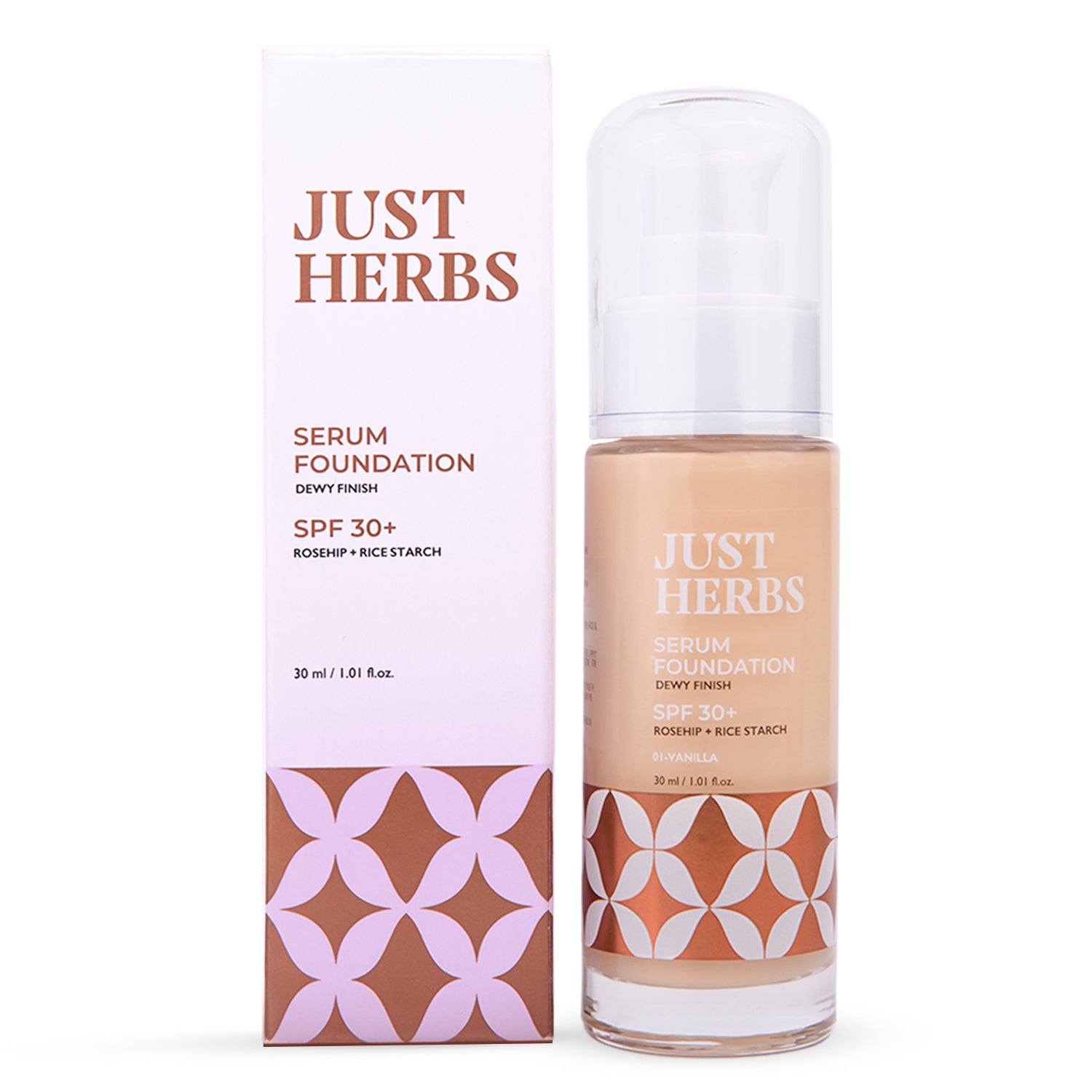 Just Herbs Serum Foundation Makeup SPF30+ Dewy Finish Full Coverage Waterproof