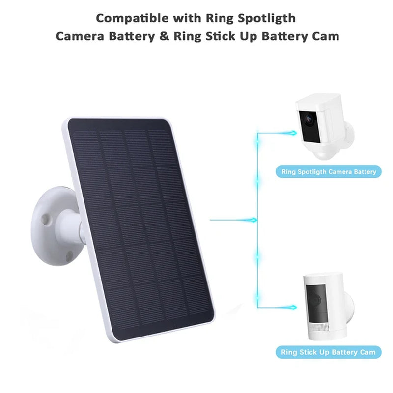 20W Solar Panel Kit with 3M Charging Wire Waterproof Adjustable Wall Mount Bracket for Ring Spotlight Camera/Ring Stick up Cam