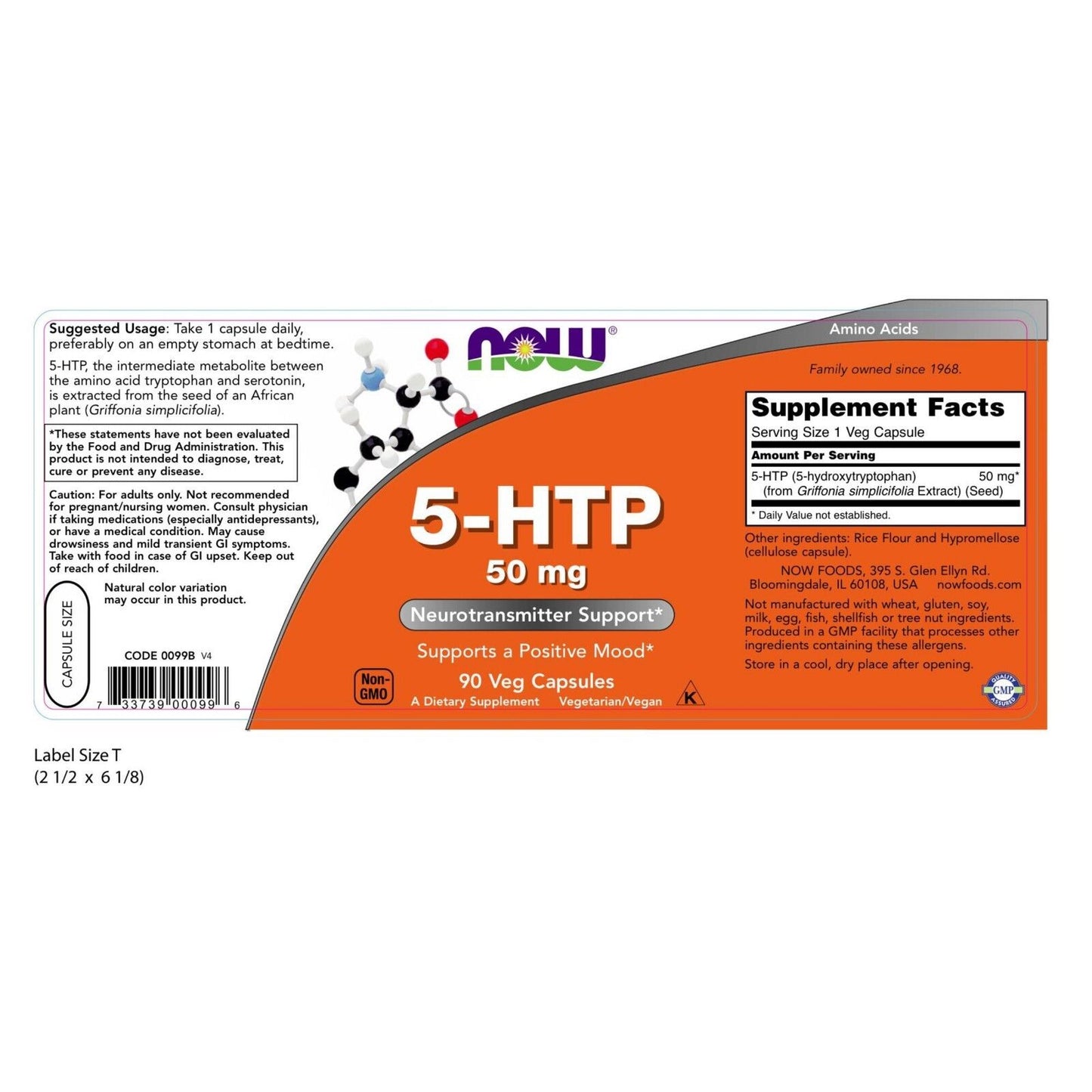 NOW Foods 5-HTP, 50 Mg, 90 Veg Capsules - Neurotransmitt