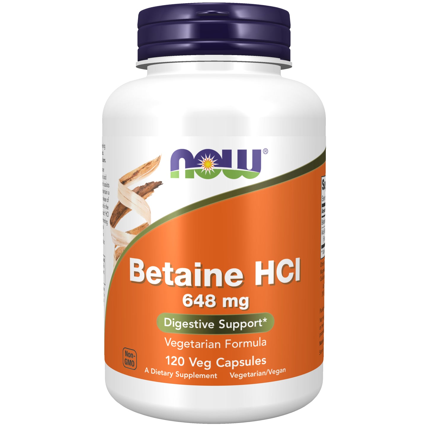 NOW Foods Betaine Hcl, 648 Mg, 120 Cápsulas