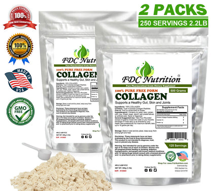 Two 1Lb (16 Oz)Collagen Peptides Hydrolyzed Anti-Aging Grass Fed Protein Powder