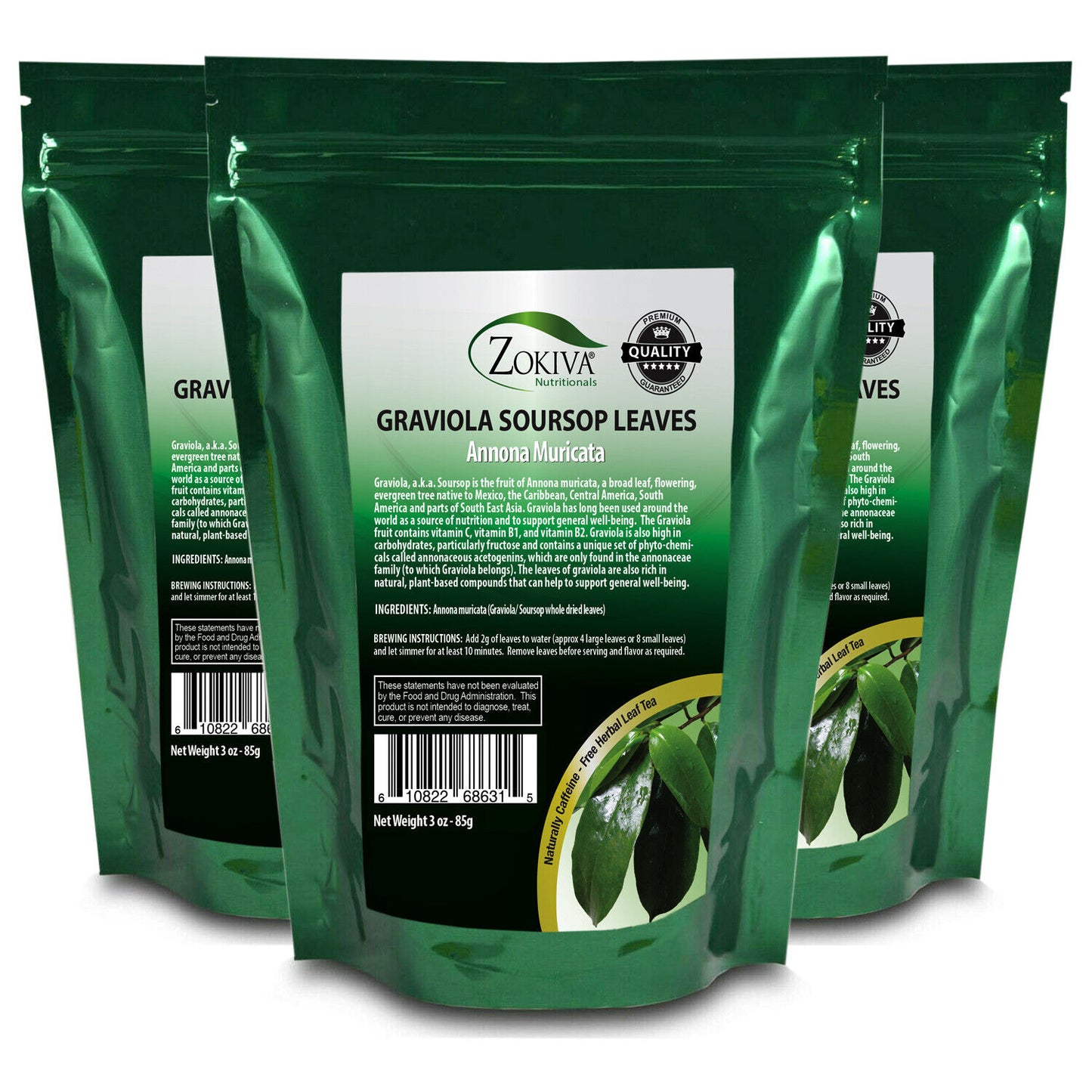 Soursop Graviola Leaves 3-Pack X 3Oz - Hojas De Guanabana Dried Herbal Leaf Tea