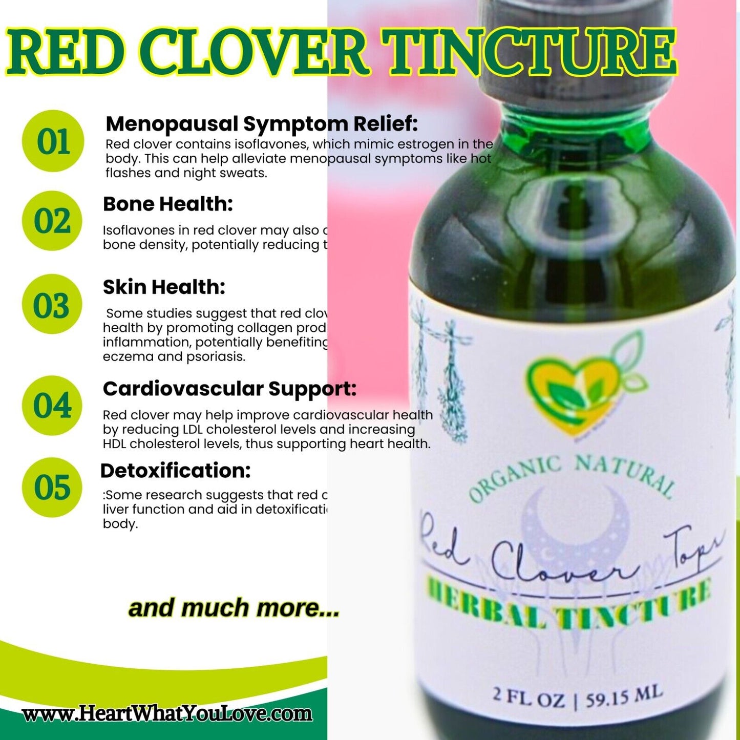 Red Clover Tops Tincture Natural Herbal 2 Oz Bottle Herb Drops Womens Menopause