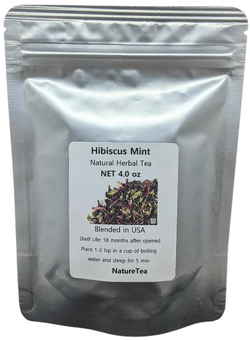 Hibiscus Mint Tea - Loose Leaf Herbal Tea Blend - by Nature Tea - Wild Crafted