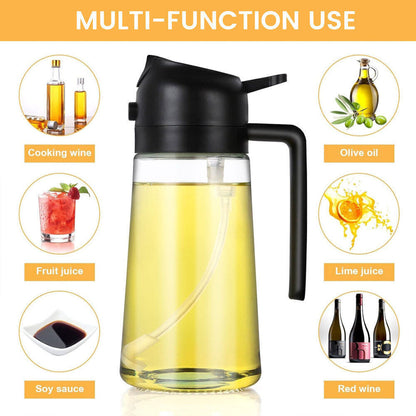 16Oz Olive Oil Dispenser Bottle 2 in 1 Sprayer Pourer Glass for Kitchen Cooking