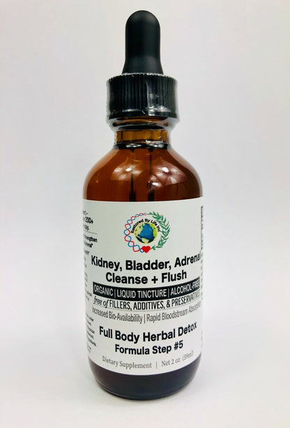 Kidney, Bladder, Adrenal Cleanse Organic Liquid Detox Tincture 2Oz Glass Dropper