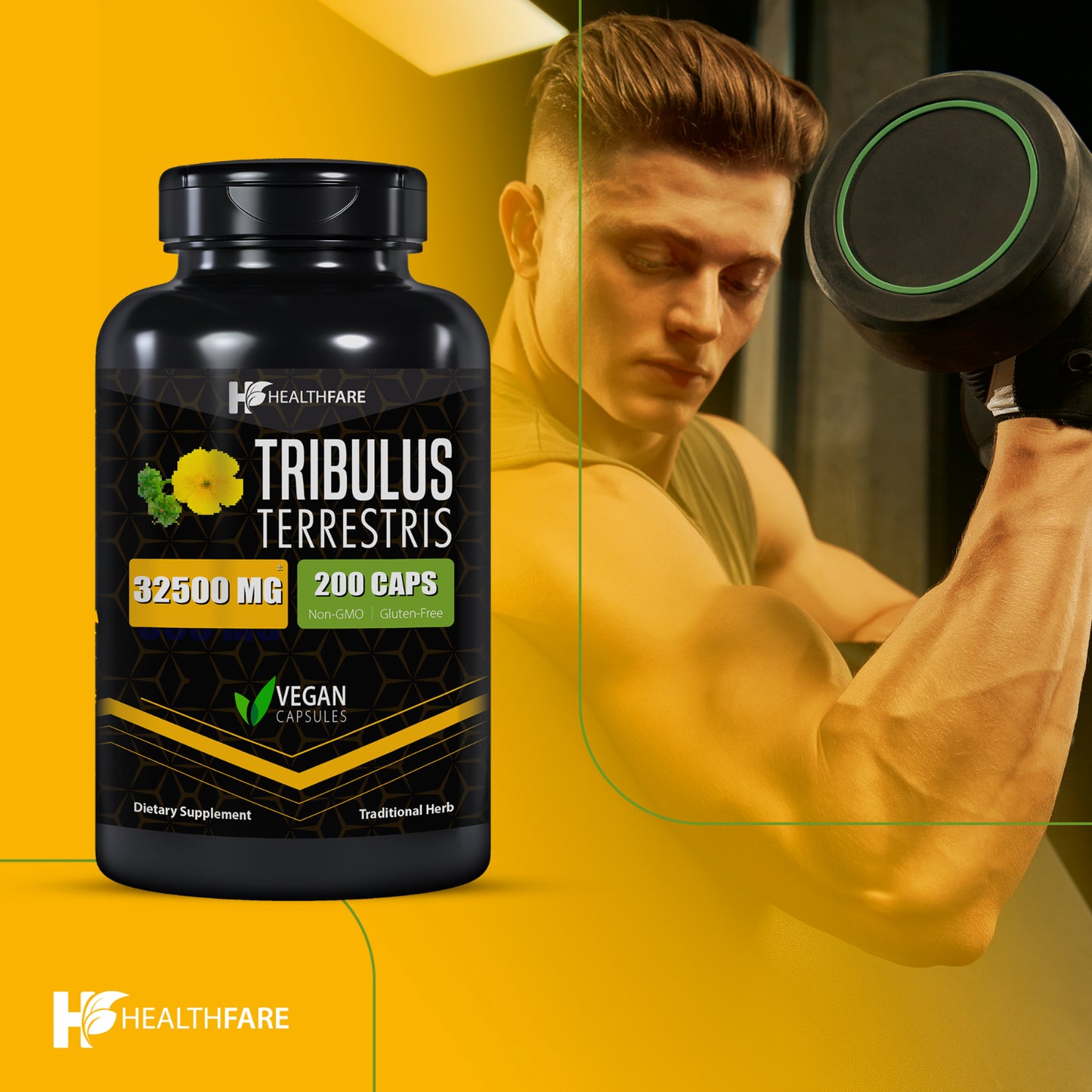 Tribulus Terrestris 32,500Mg 200 Caps High Potency Herbal Supplements