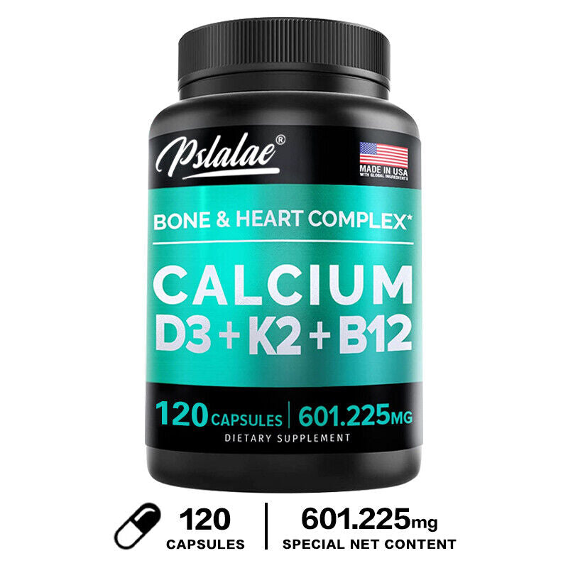 4-In-1 Calcium Capsules - with Vitamin D3, K2, B12 - Support Bone & Heart Health