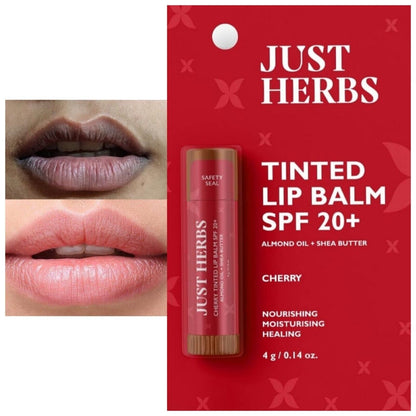 Just Herbs Tinted CHERRY Lip Balm for Unisex for Dark Lips to Lighten 4 G