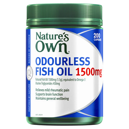 Nature'S Own Odourless Fish Oil 1500Mg 200 Capsules Omega-3 Brain Heart Health