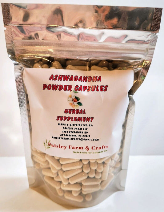 Ashwagandha Capsules - Paisley Farm and Crafts - Made Fresh on Demand!