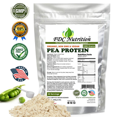 Organic Pea Protein Powder - Vegan -NON-GMO -HIGH PROTEIN 2.2LB , 4.4LB & 6.6LB