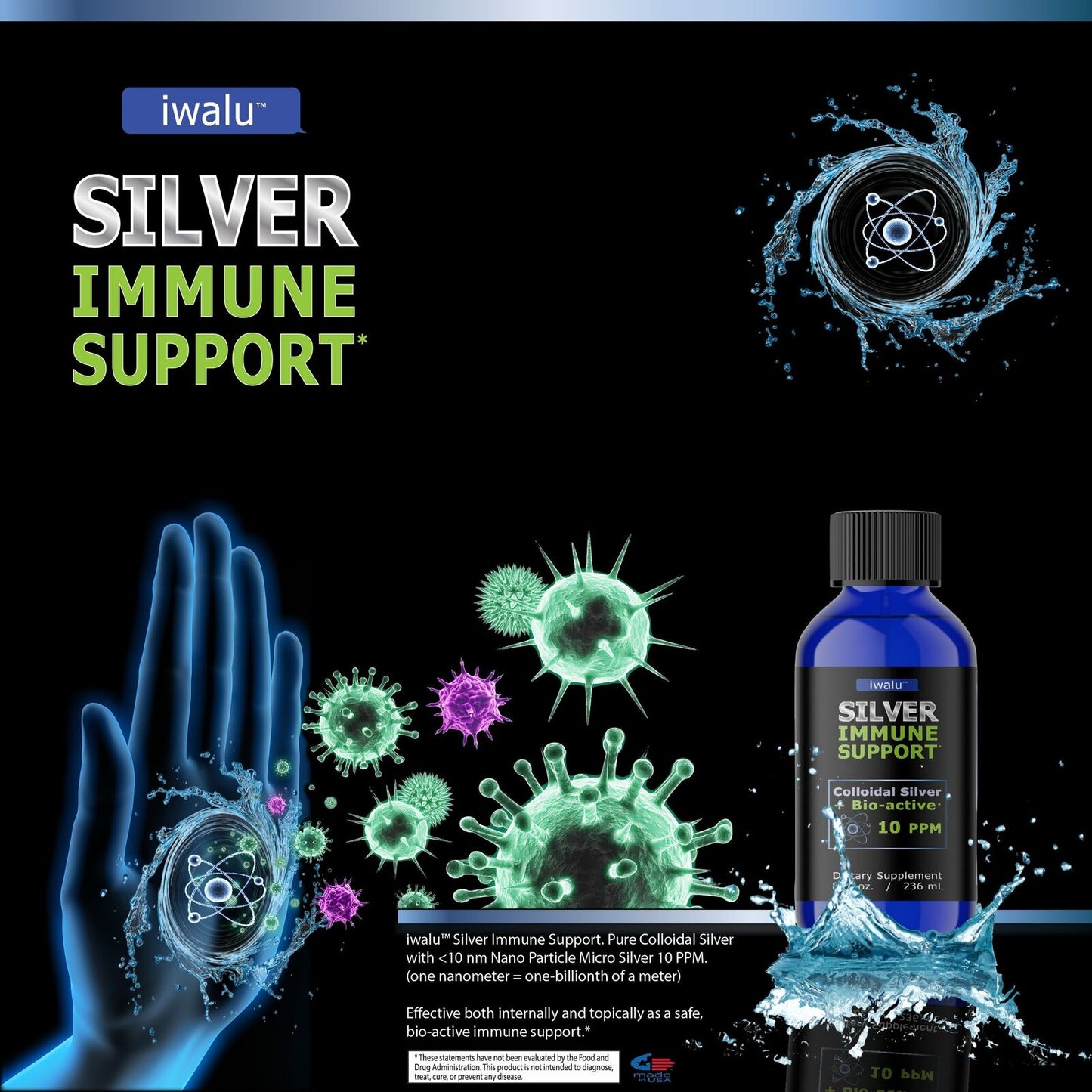 COLIDIAL SILVER SPRAY Improve Immunity PLATA COLOIDAL ORGANICA 4 OZ Made in USA