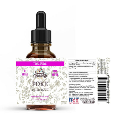 Poke Tincture, Organic Poke Extract Drops (Phytolacca Americana) Dried Root