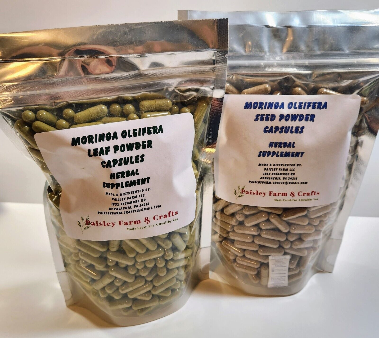 Moringa Leaf Powder Capsules & Moringa Seed Powder Capsules - Value Packs!