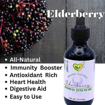 Elderberry Tincture Organic Liquid Herb Drops Natural Immunity Defense 2 Oz