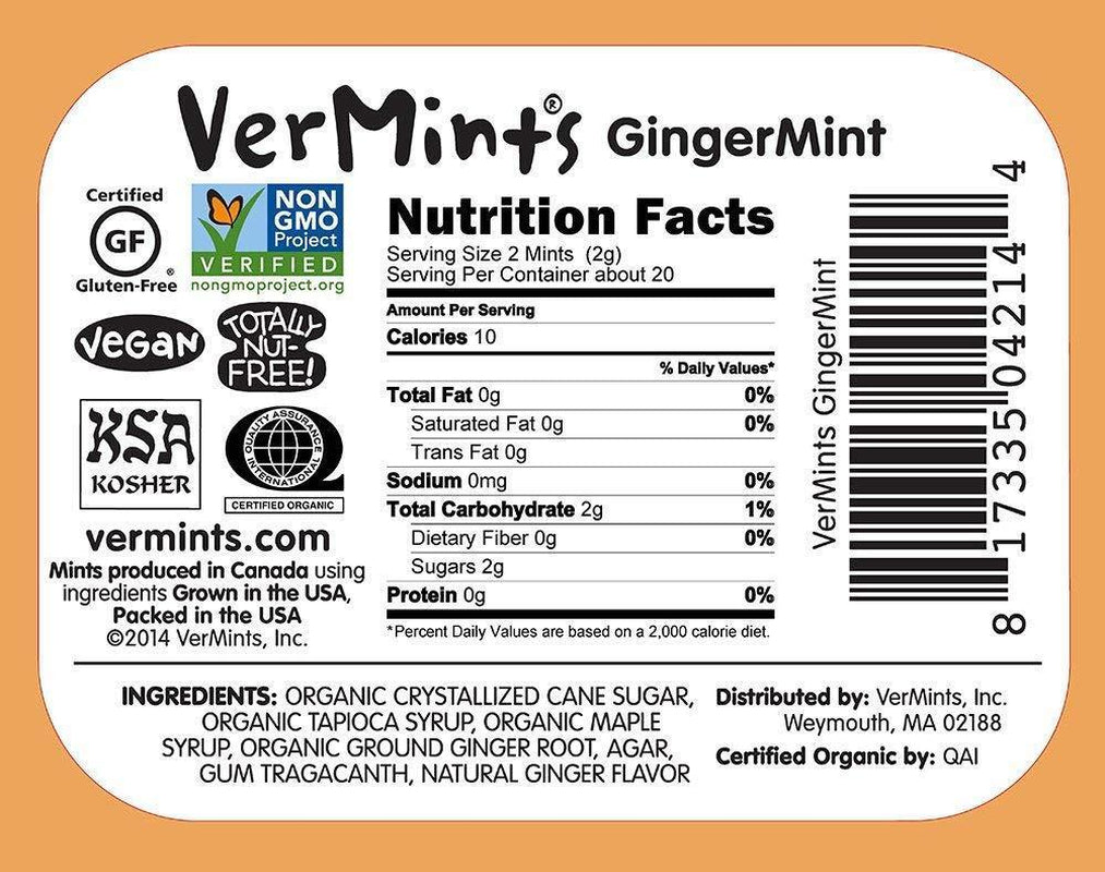 Vermints Organic Cinnamon Mints, 1.41Oz Tins (Pack of 6)